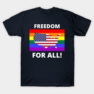 Freedom for All - Rainbow USA July 4th T-Shirt